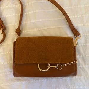 Suede brown crossbody purse